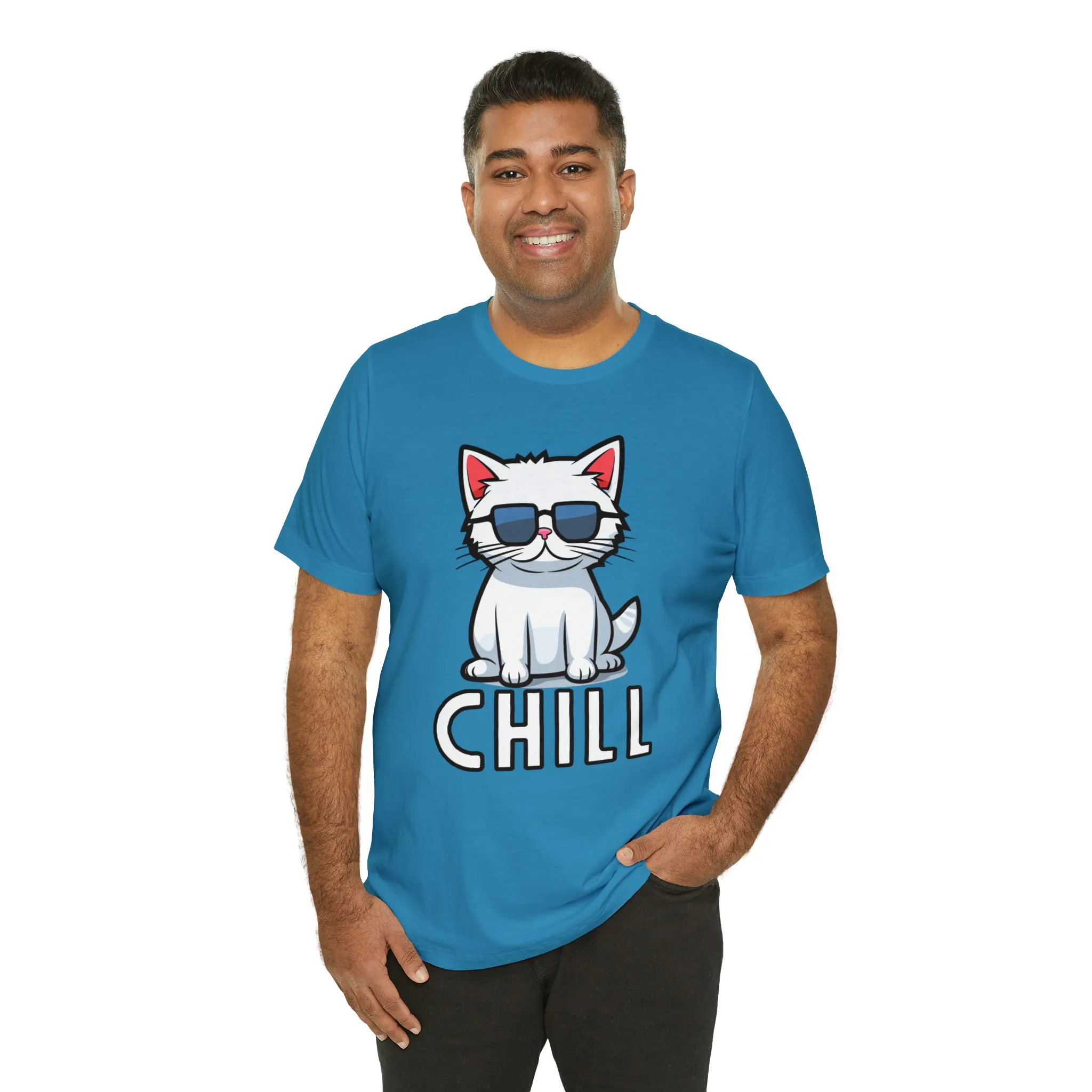 Cool Cat T-Shirt | White Kitten with Sunglasses Tee |  Bella Canvas 3001 Unisex |  Love my Cat Short Sleeve Tshirt