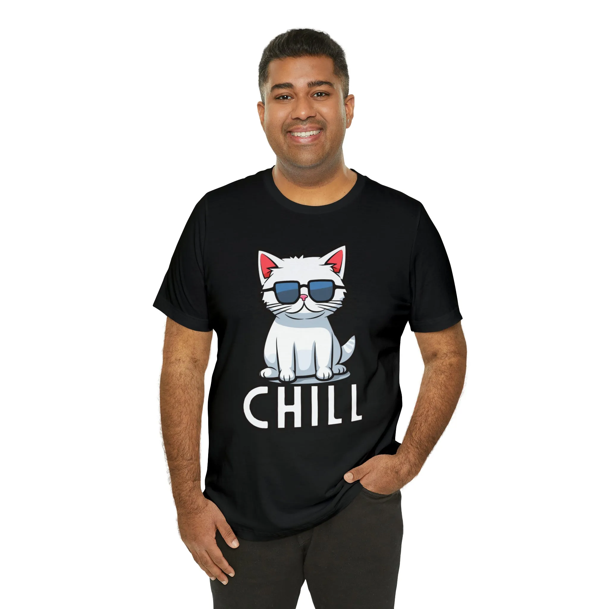Cool Cat T-Shirt | White Kitten with Sunglasses Tee |  Bella Canvas 3001 Unisex |  Love my Cat Short Sleeve Tshirt