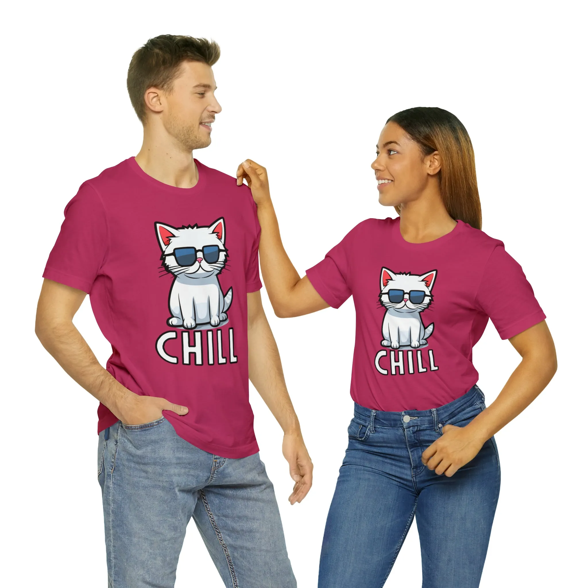 Cool Cat T-Shirt | White Kitten with Sunglasses Tee |  Bella Canvas 3001 Unisex |  Love my Cat Short Sleeve Tshirt
