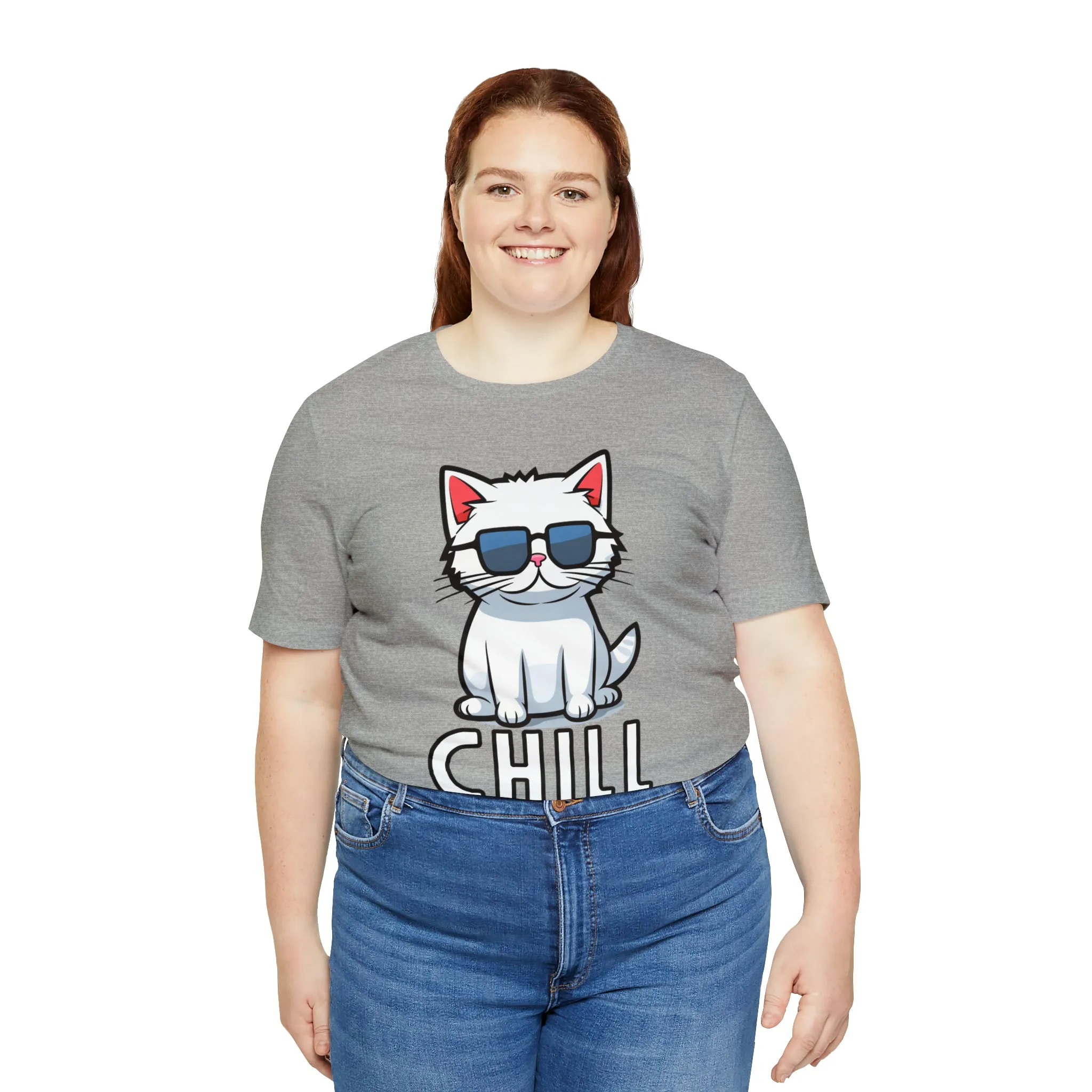 Cool Cat T-Shirt | White Kitten with Sunglasses Tee |  Bella Canvas 3001 Unisex |  Love my Cat Short Sleeve Tshirt