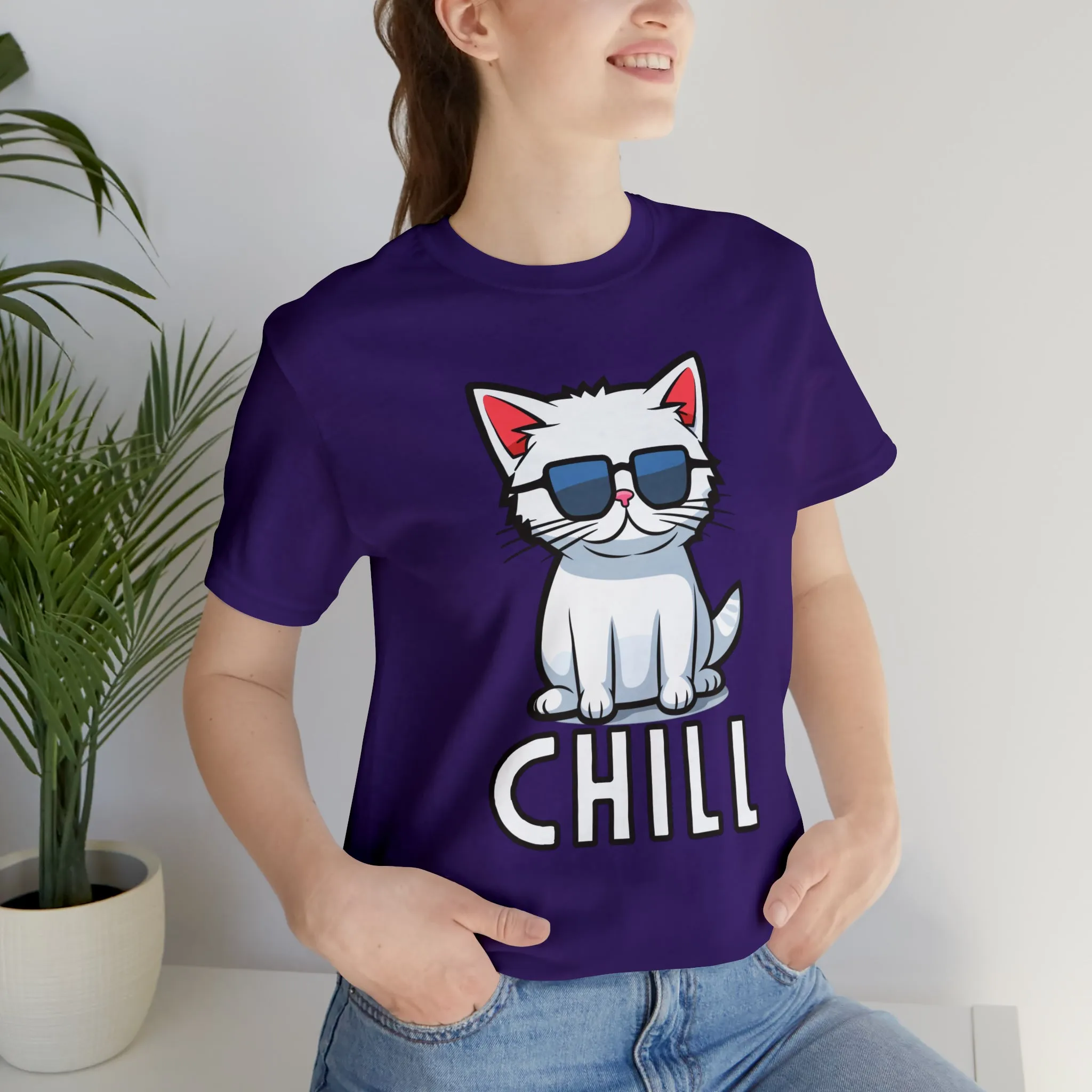 Cool Cat T-Shirt | White Kitten with Sunglasses Tee |  Bella Canvas 3001 Unisex |  Love my Cat Short Sleeve Tshirt