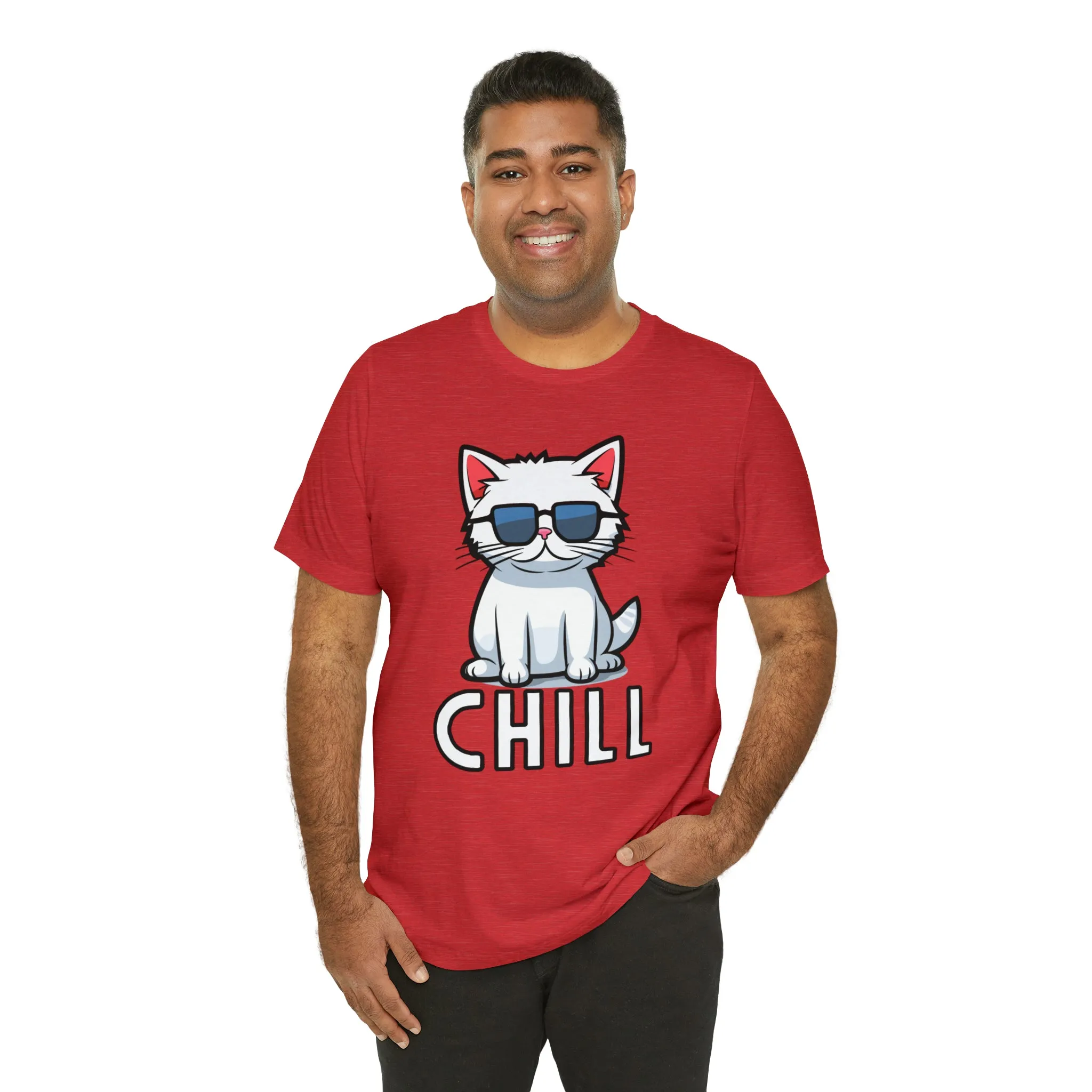 Cool Cat T-Shirt | White Kitten with Sunglasses Tee |  Bella Canvas 3001 Unisex |  Love my Cat Short Sleeve Tshirt