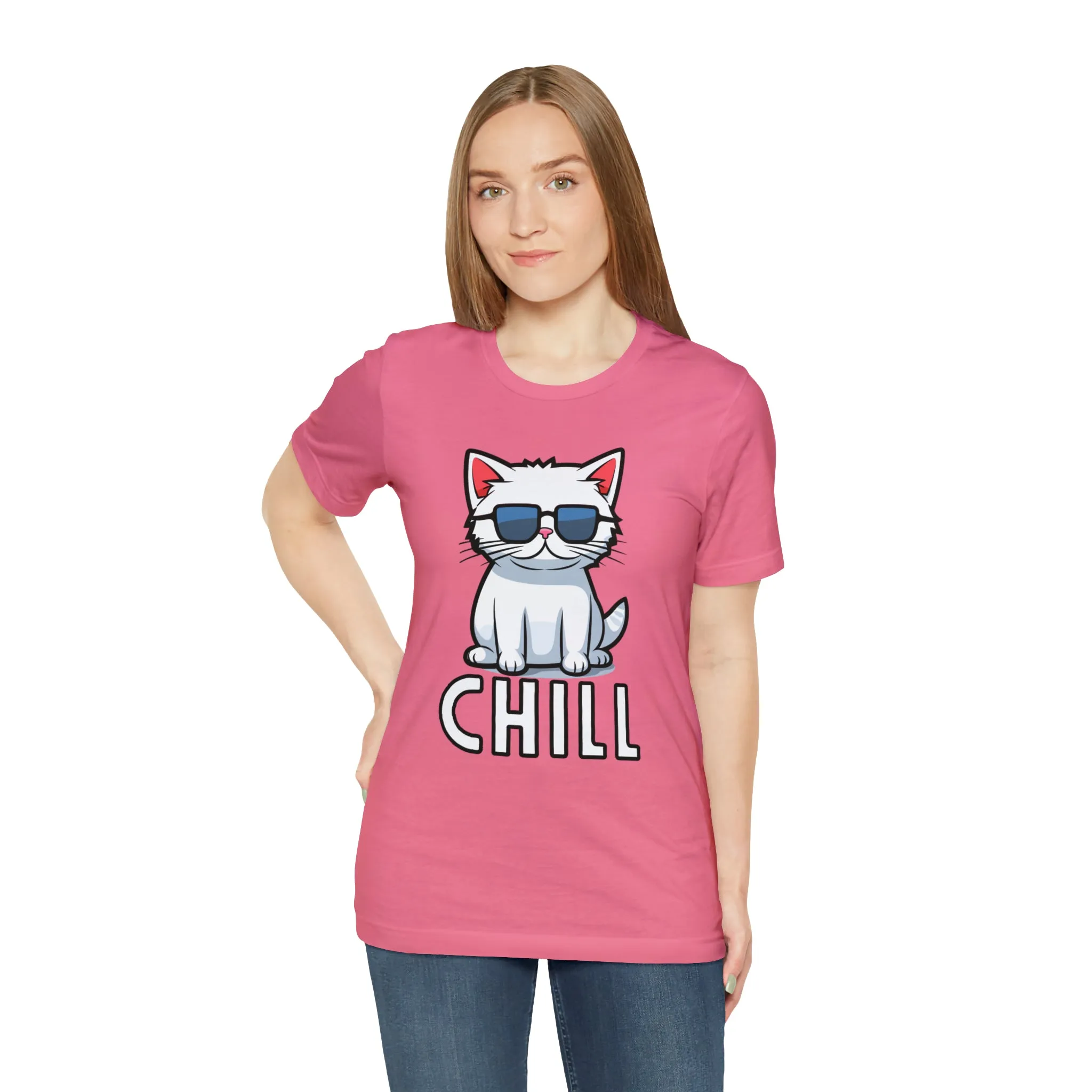 Cool Cat T-Shirt | White Kitten with Sunglasses Tee |  Bella Canvas 3001 Unisex |  Love my Cat Short Sleeve Tshirt