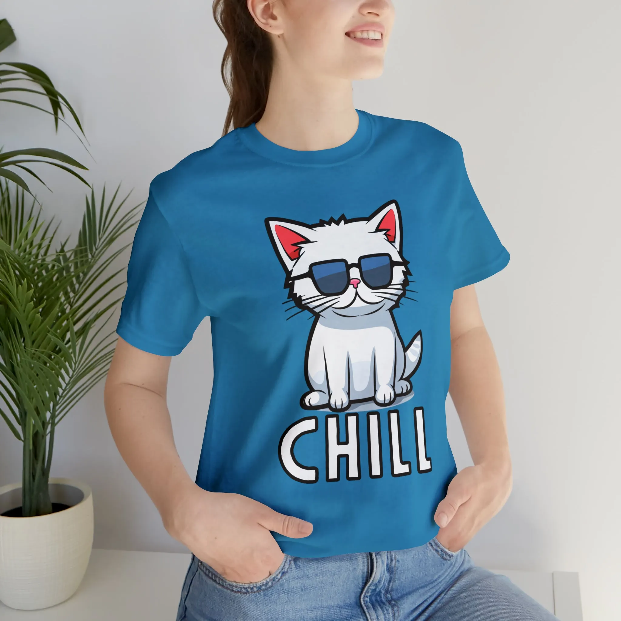Cool Cat T-Shirt | White Kitten with Sunglasses Tee |  Bella Canvas 3001 Unisex |  Love my Cat Short Sleeve Tshirt