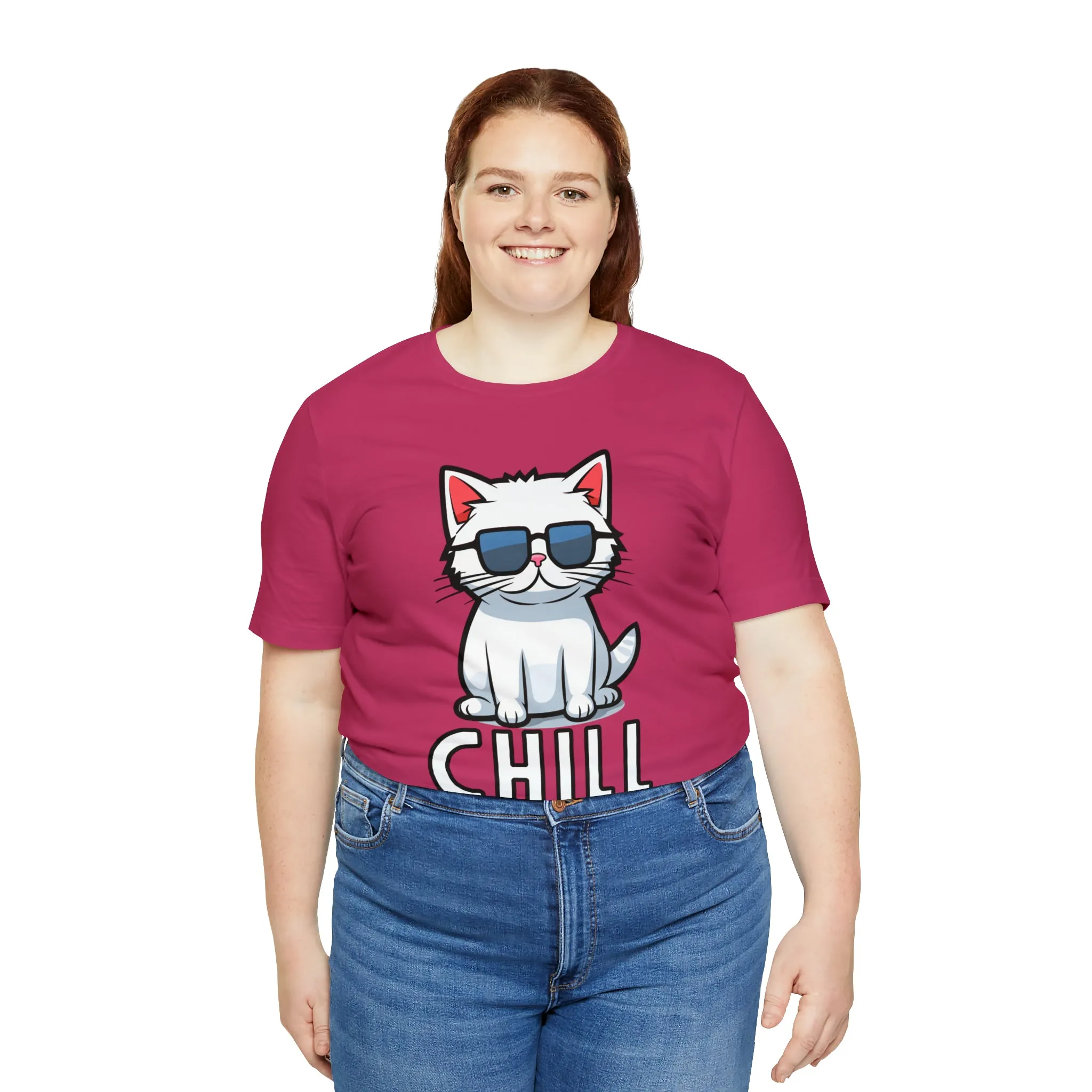 Cool Cat T-Shirt | White Kitten with Sunglasses Tee |  Bella Canvas 3001 Unisex |  Love my Cat Short Sleeve Tshirt