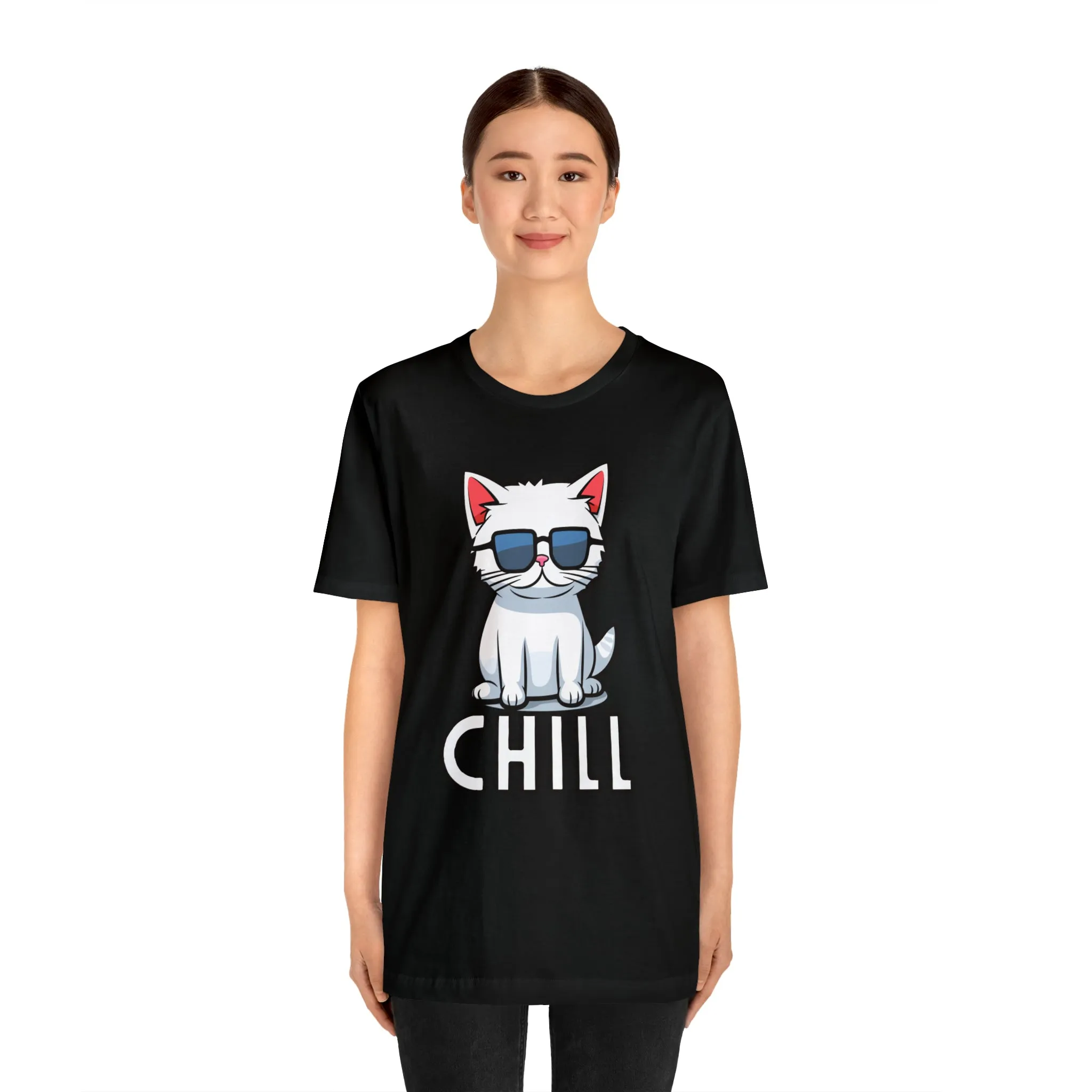 Cool Cat T-Shirt | White Kitten with Sunglasses Tee |  Bella Canvas 3001 Unisex |  Love my Cat Short Sleeve Tshirt