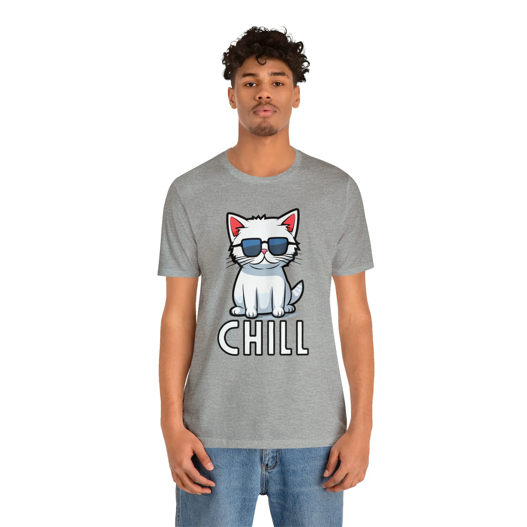 Cool Cat T-Shirt | White Kitten with Sunglasses Tee |  Bella Canvas 3001 Unisex |  Love my Cat Short Sleeve Tshirt