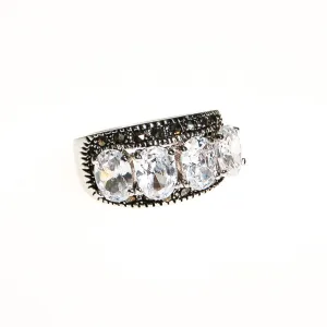 CZ and Marcasite Band Ring