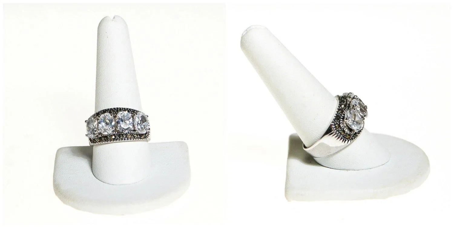 CZ and Marcasite Band Ring