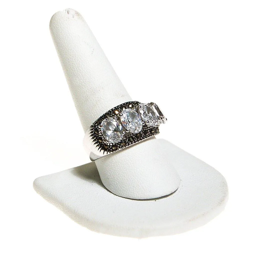 CZ and Marcasite Band Ring