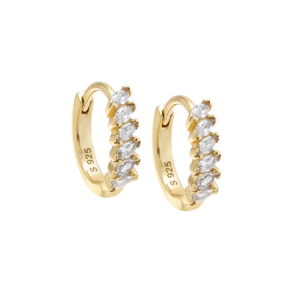 CZ Multi Marquise Huggie Earring