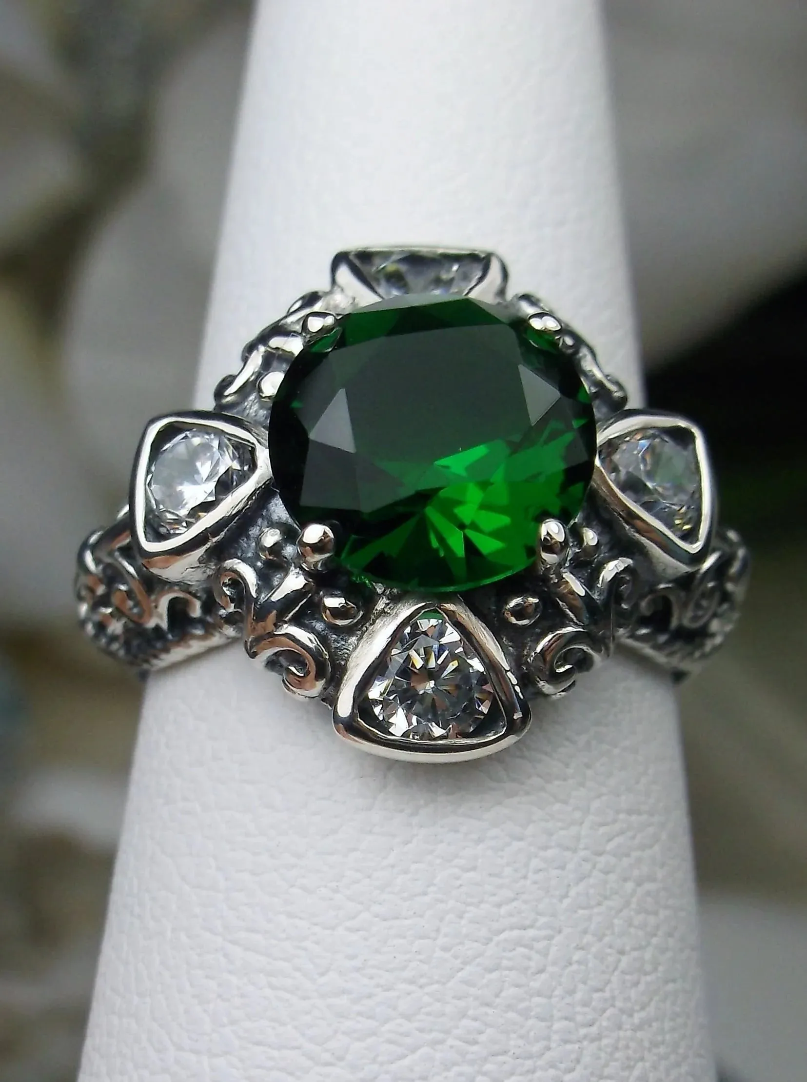 D138, 5-Gem Art Deco Ring, Vintage Revival Jewelry #D138