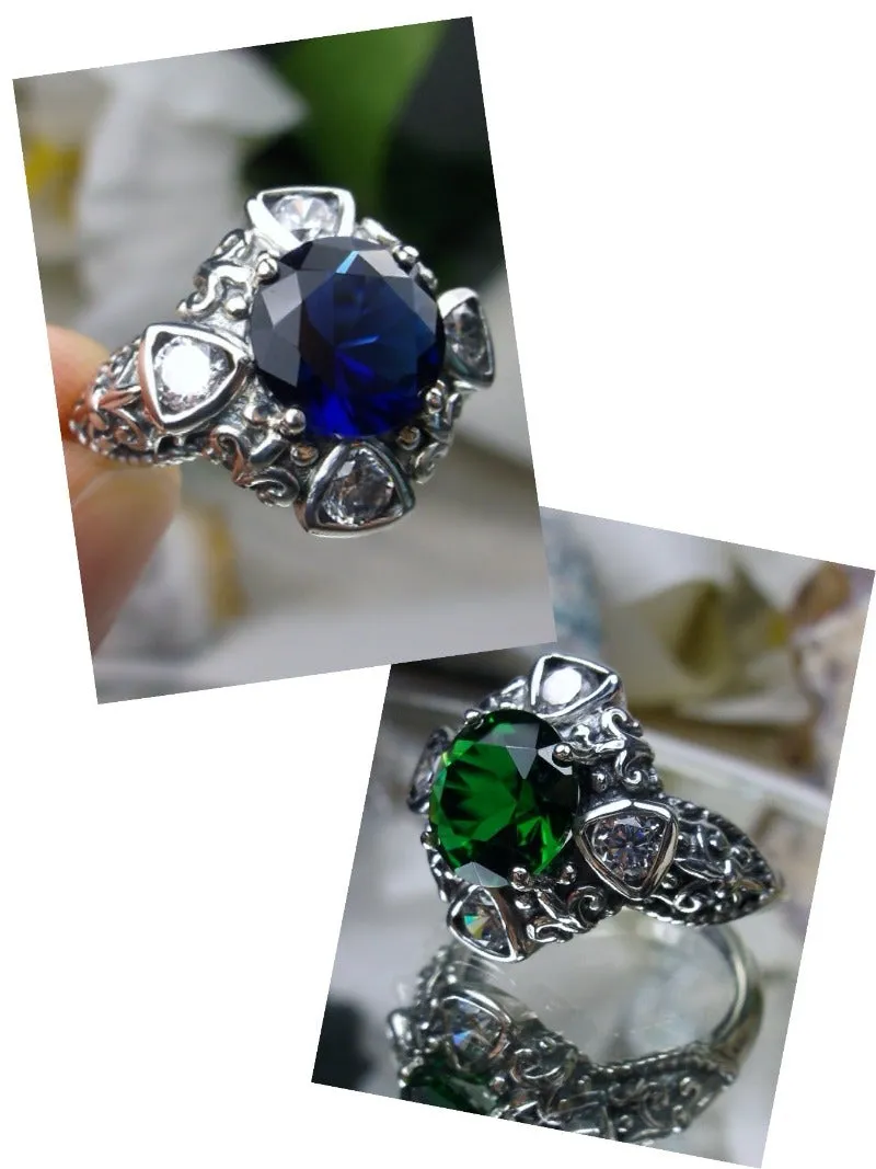 D138, 5-Gem Art Deco Ring, Vintage Revival Jewelry #D138
