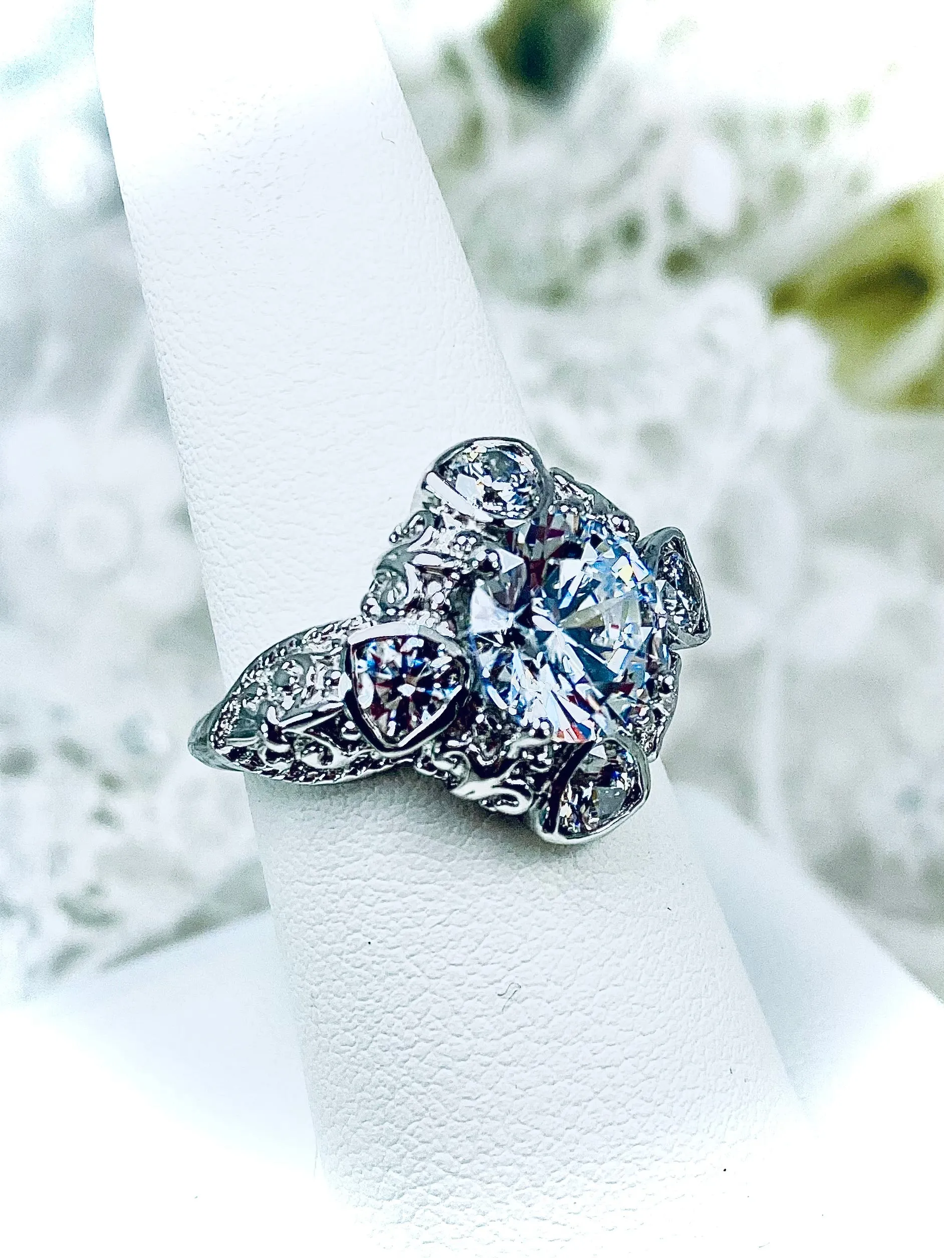 D138, 5-Gem Art Deco Ring, Vintage Revival Jewelry #D138