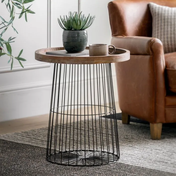 DECIMA Wood & Wire Side Table