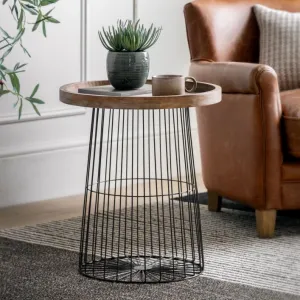 DECIMA Wood & Wire Side Table