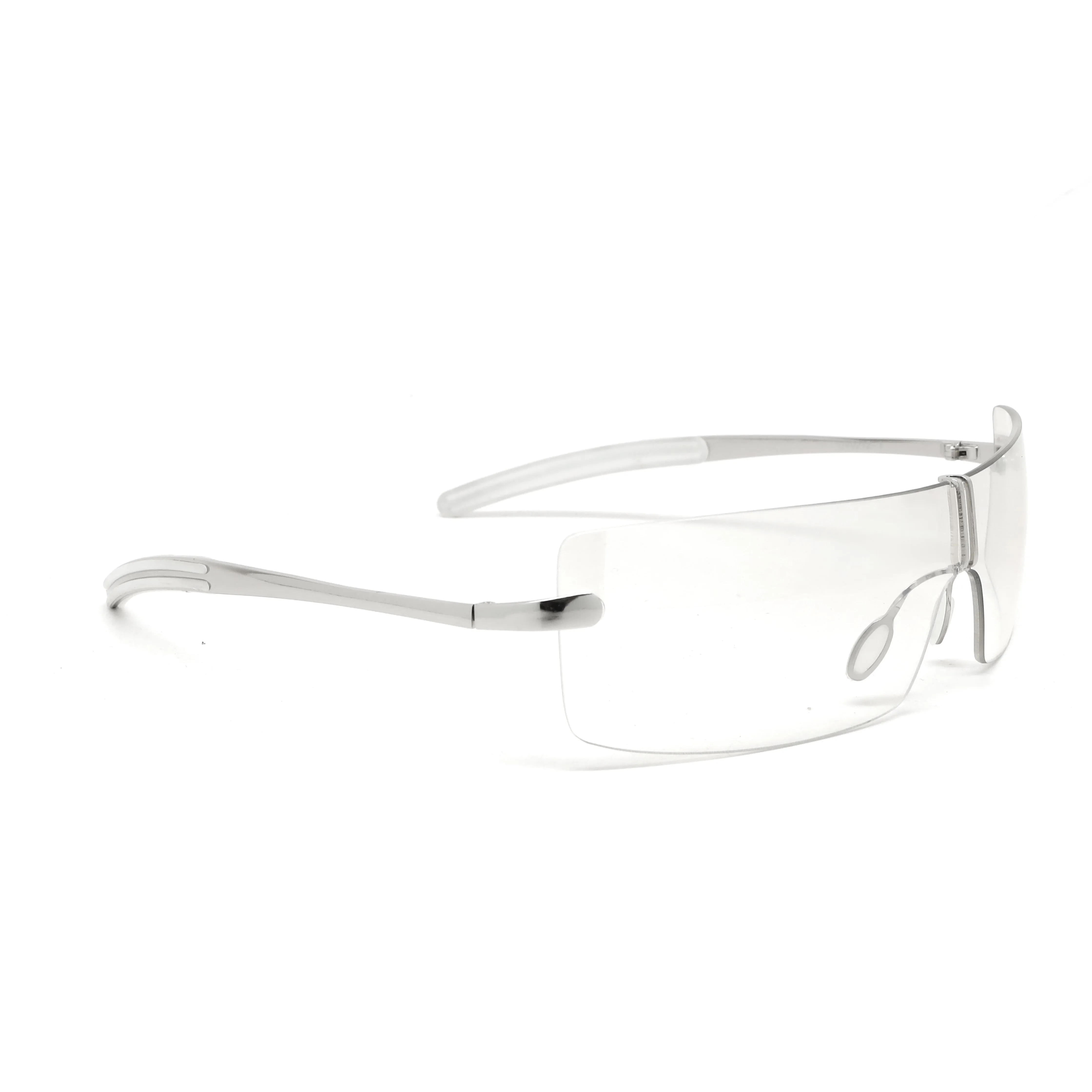Deluxe Late 90s Vintage Frameless Wraparound Visor Sunglasses - Transparent
