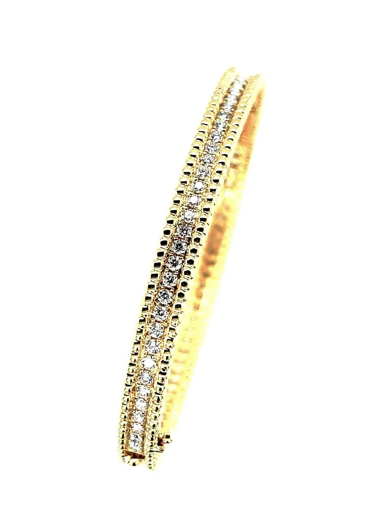 Diamond and 18k Yellow Gold Bangle Bracelet