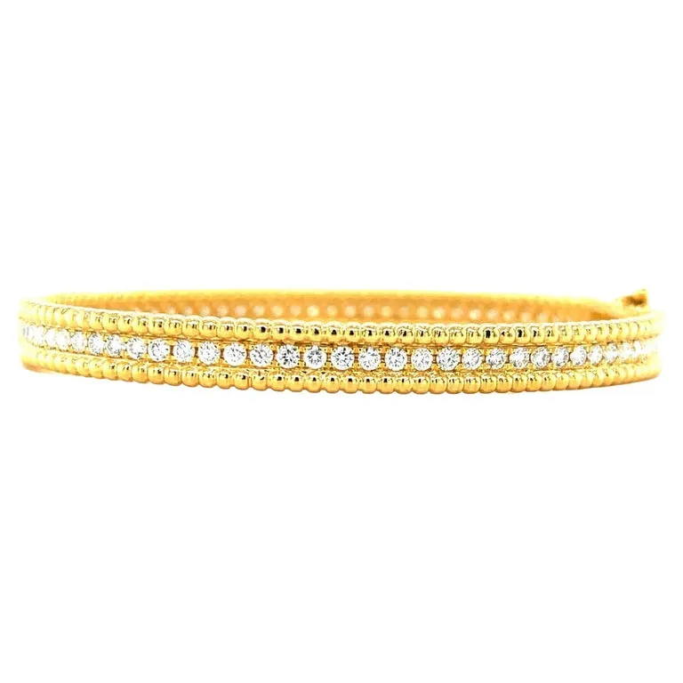 Diamond and 18k Yellow Gold Bangle Bracelet