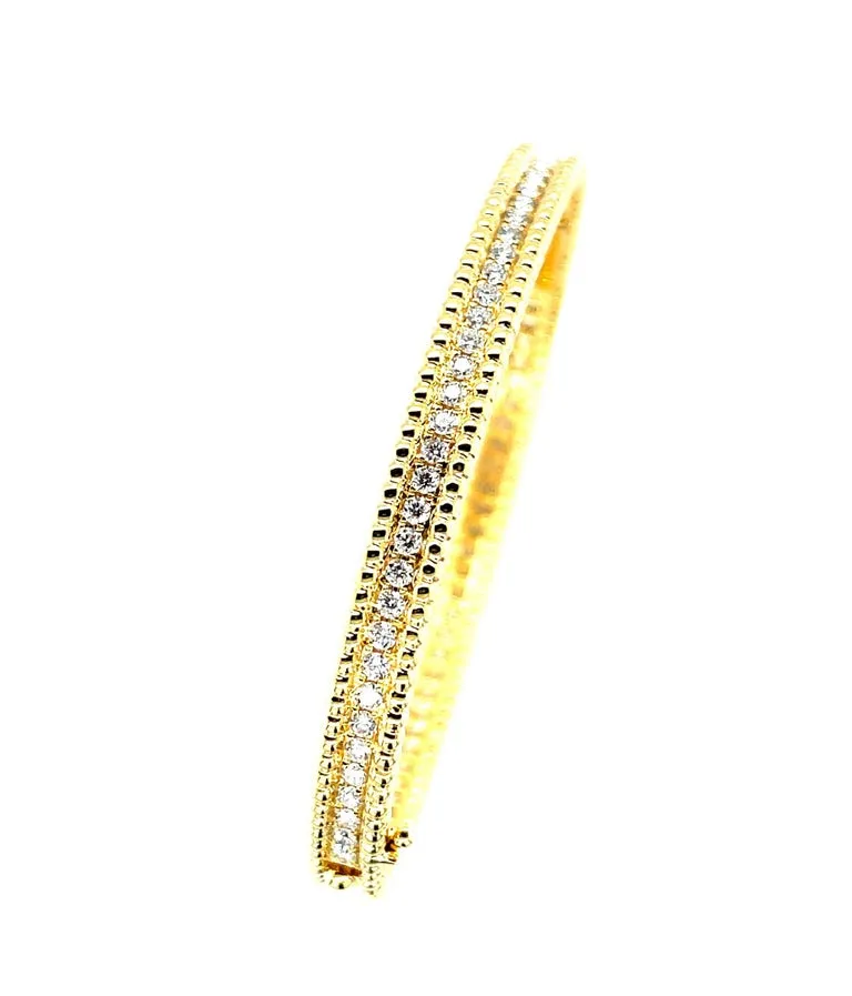 Diamond and 18k Yellow Gold Bangle Bracelet