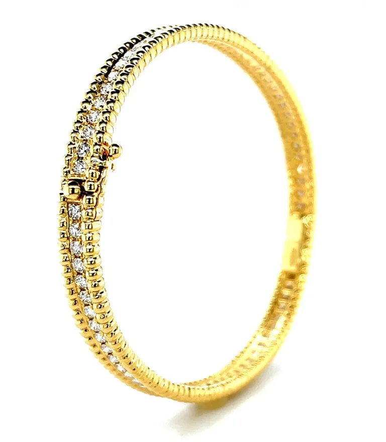 Diamond and 18k Yellow Gold Bangle Bracelet