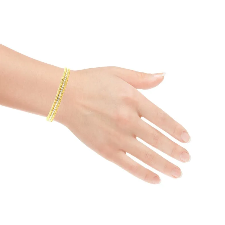 Diamond and 18k Yellow Gold Bangle Bracelet