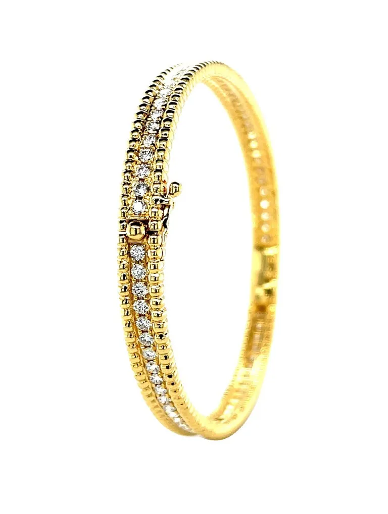 Diamond and 18k Yellow Gold Bangle Bracelet