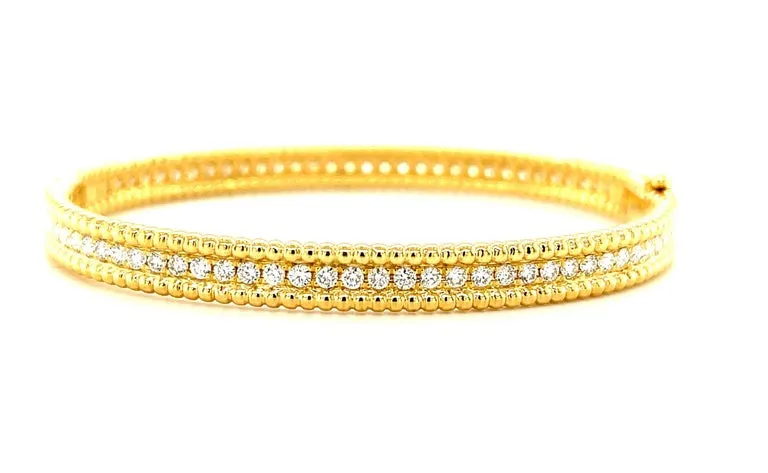 Diamond and 18k Yellow Gold Bangle Bracelet
