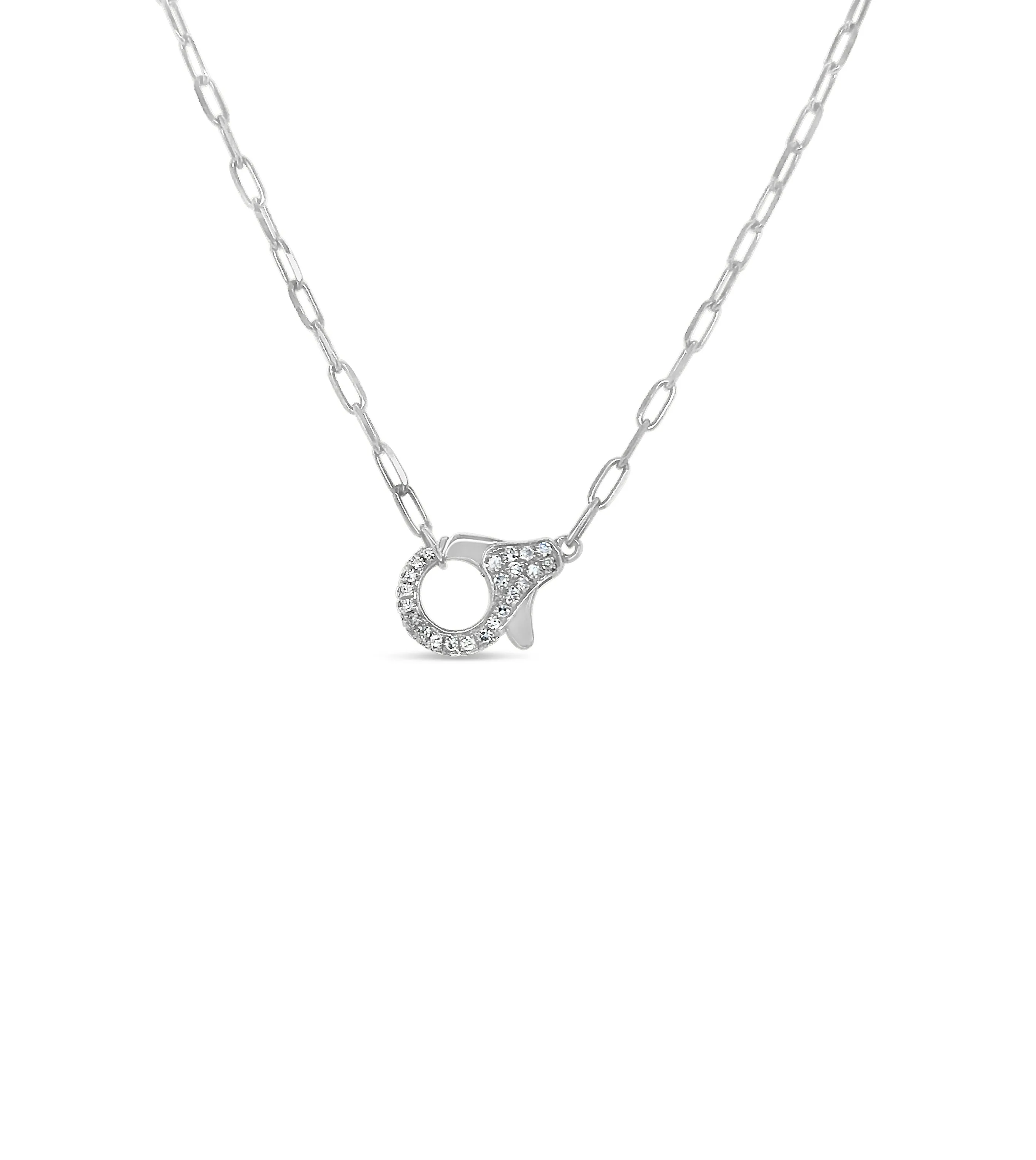 Diamond Lobster Clasp Paperclip Necklace