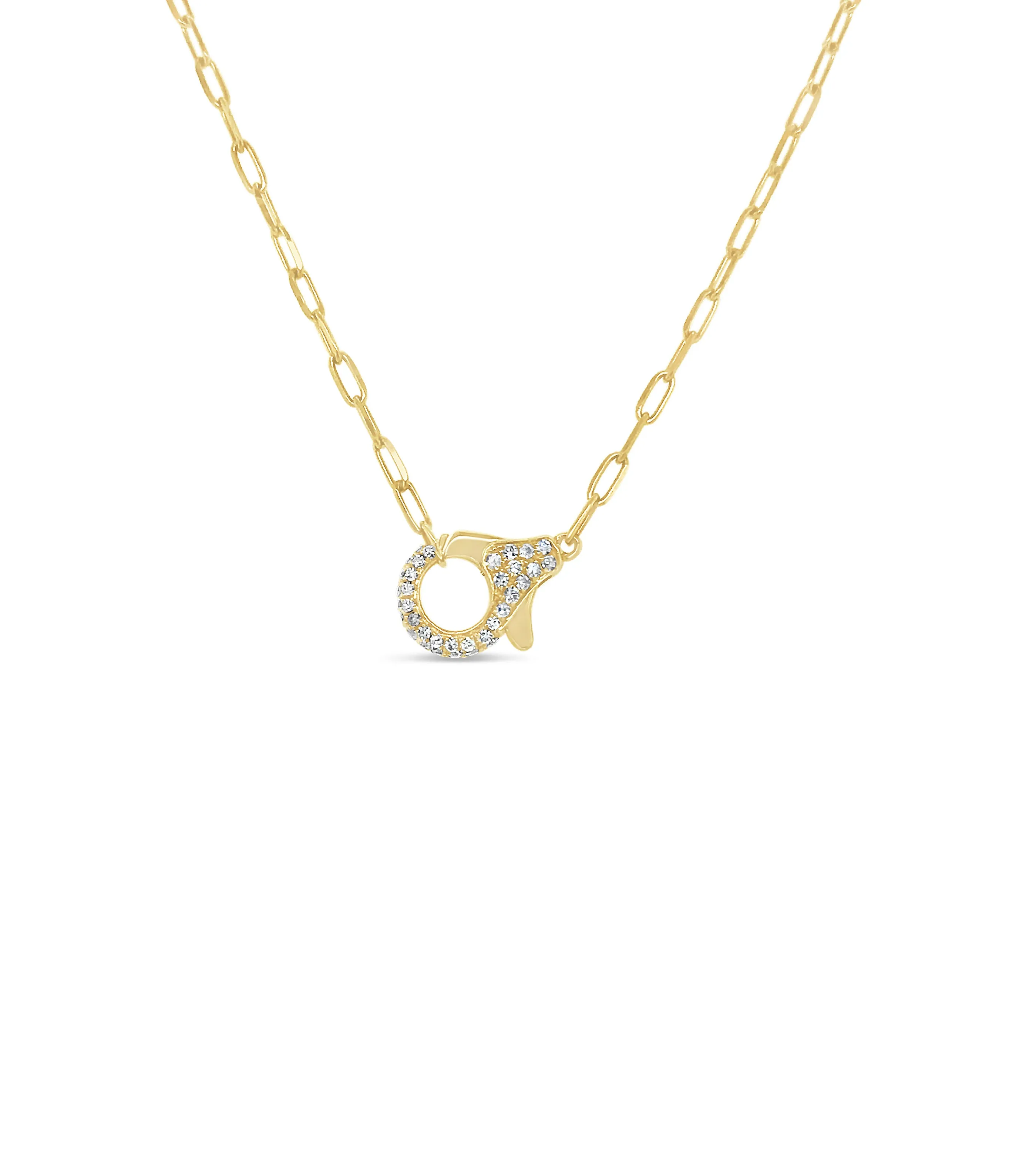 Diamond Lobster Clasp Paperclip Necklace