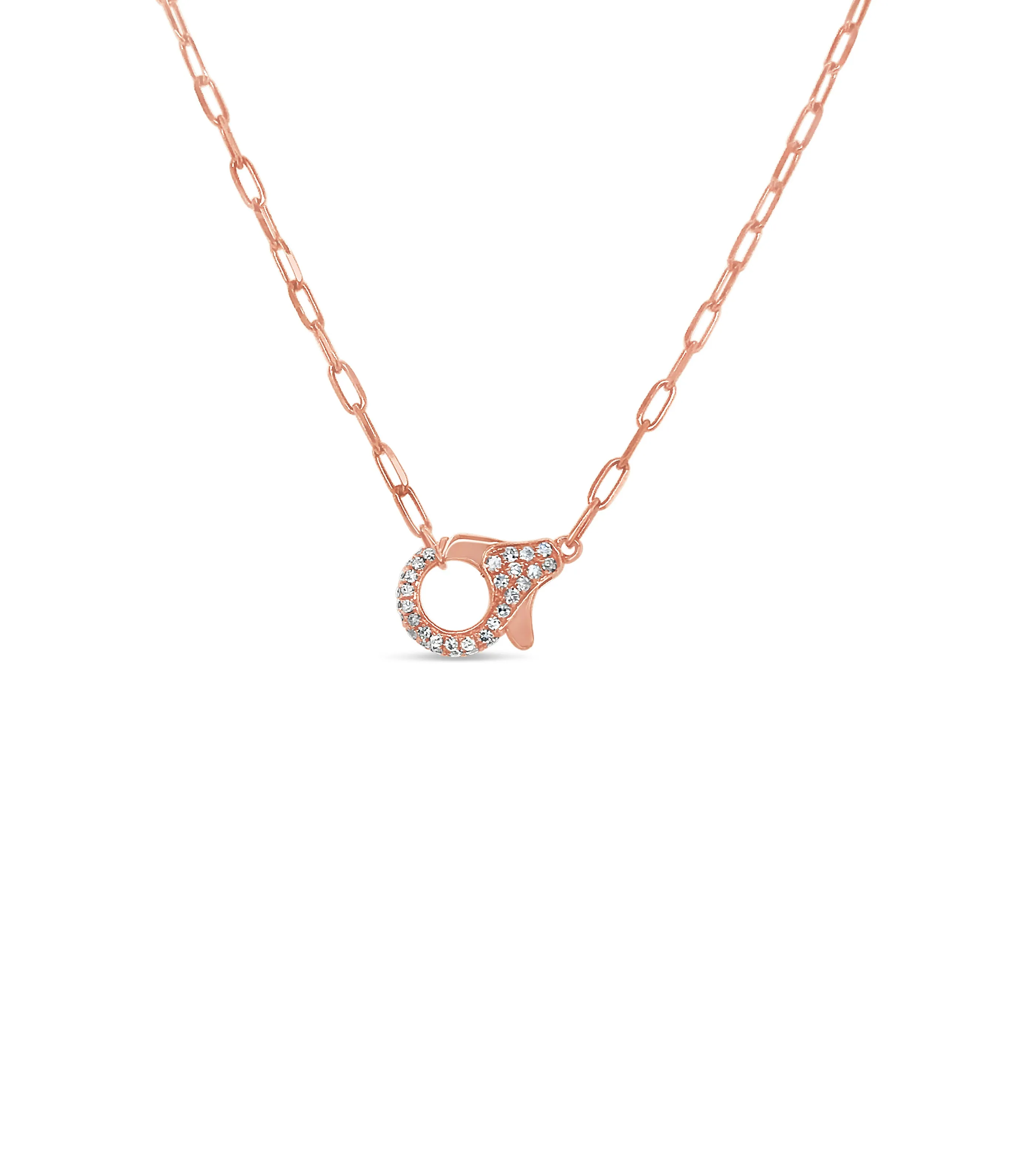 Diamond Lobster Clasp Paperclip Necklace