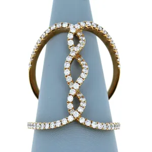 Diamond Vertical Twist Ring in 18K Yellow Gold