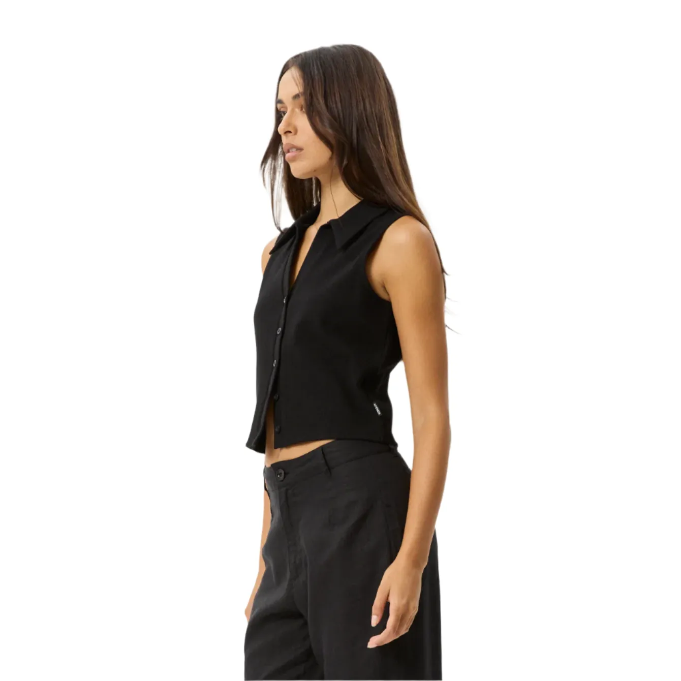 Eliza Hemp Rib Sleeveless Shirt - Black