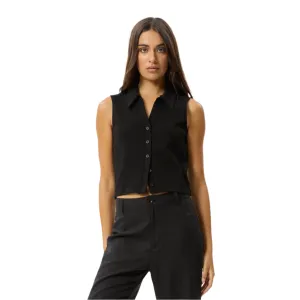 Eliza Hemp Rib Sleeveless Shirt - Black