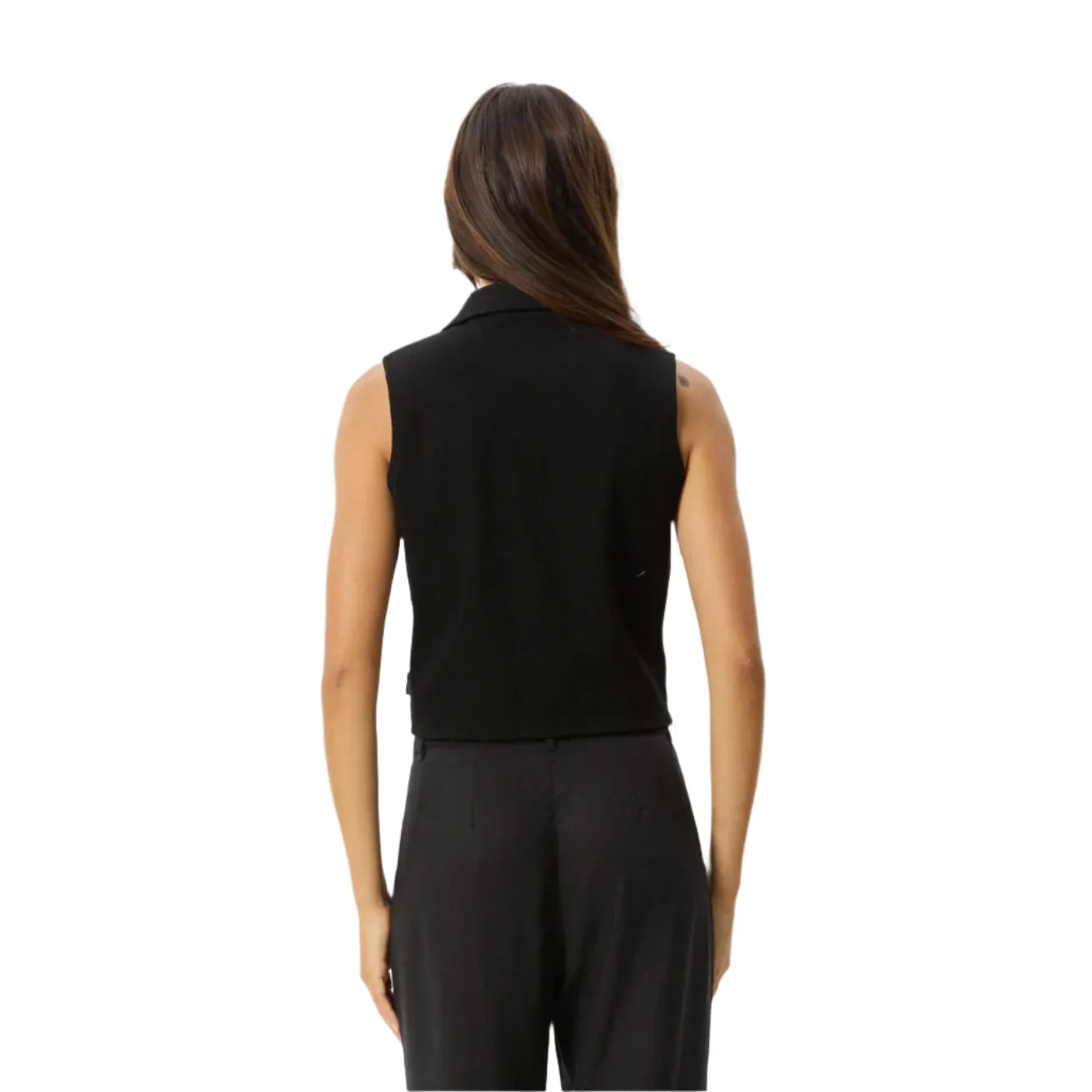 Eliza Hemp Rib Sleeveless Shirt - Black