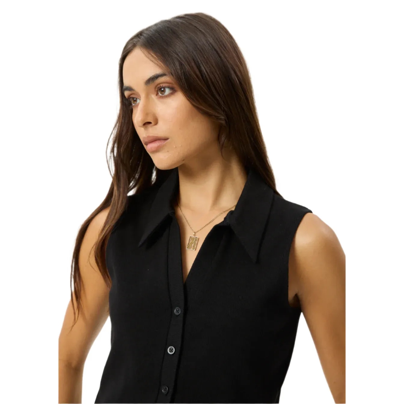 Eliza Hemp Rib Sleeveless Shirt - Black