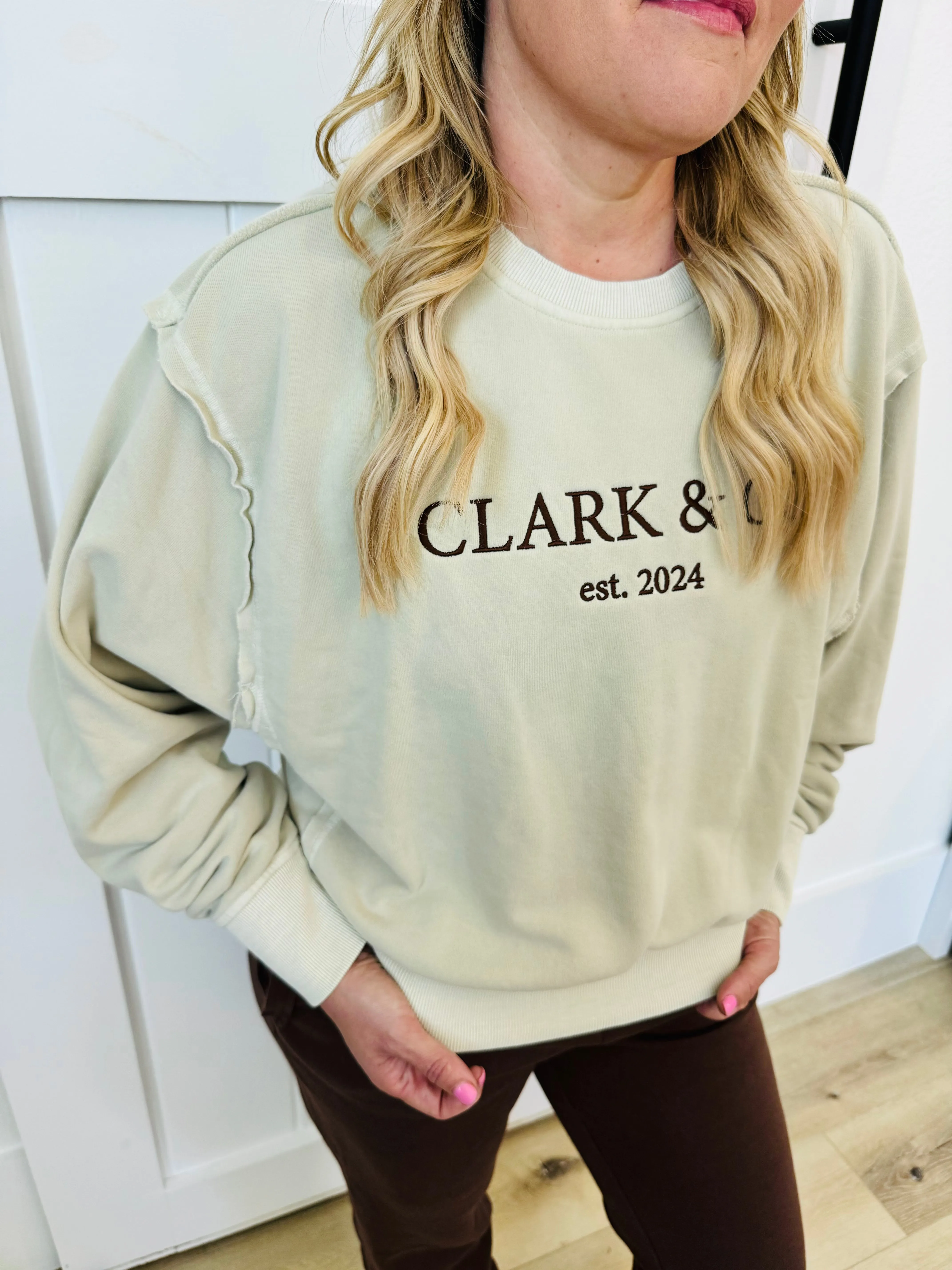Embroidered Clark & Co Pullover