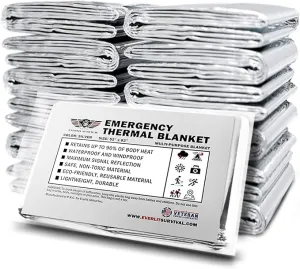EVERLIT Survival Emergency Mylar Thermal Blanket, Foil Space Blanket Designed for NASA, Body Warmer Blanket for Outdoor, First Aid, Camping Gear, Hiking Travel (Silver, 12 Pack)