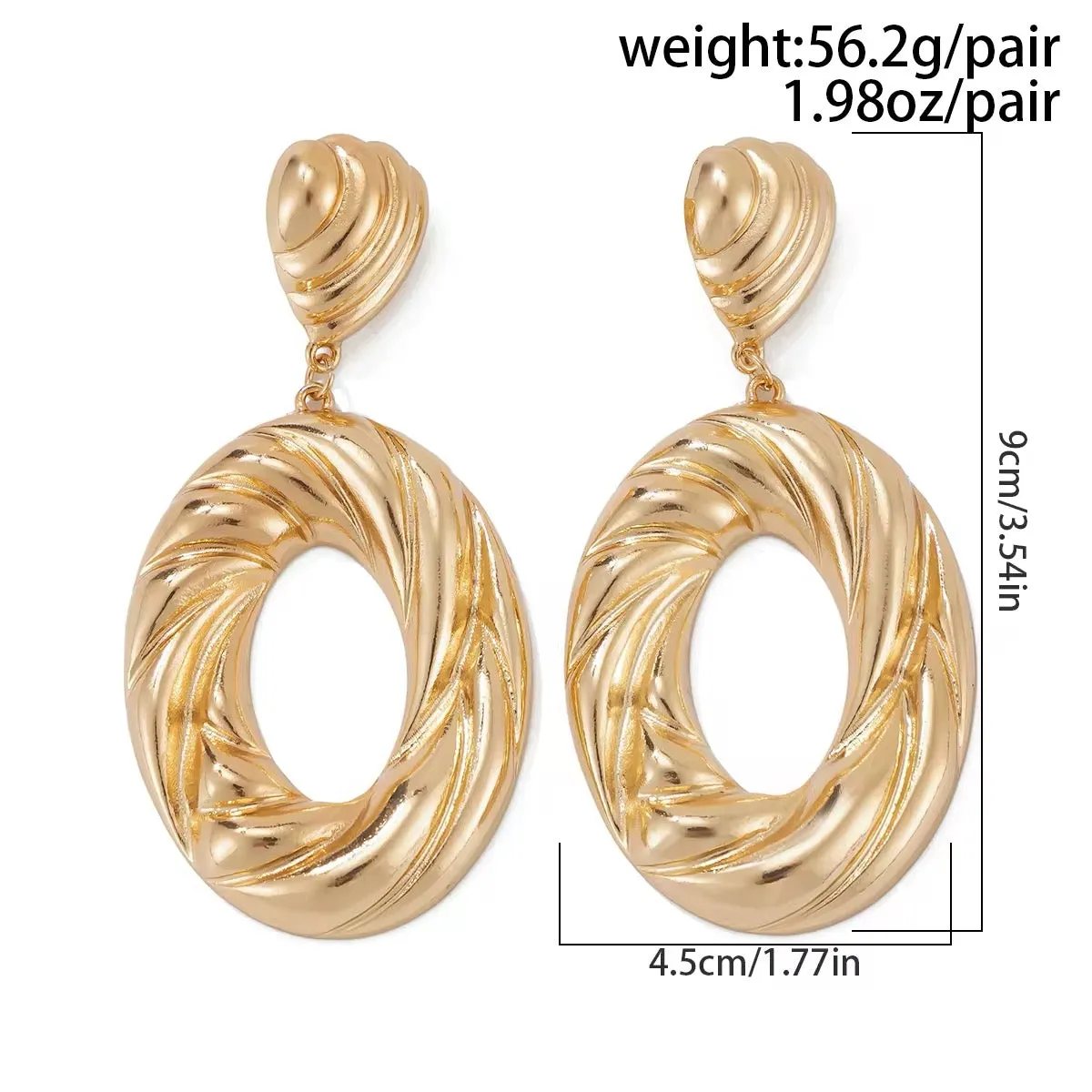 Exaggerated Twisted Metal Big Hollow Circle Pendant Earrings