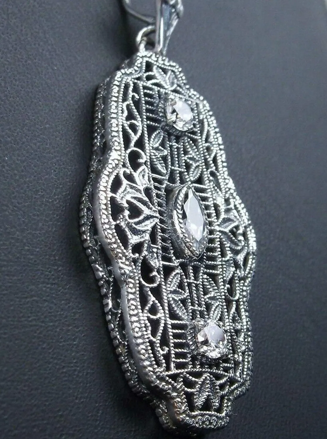 Faux Diamond Pendant, Triple Gem, Art Deco Vintage Reproduction #P61 - Ready to Ship