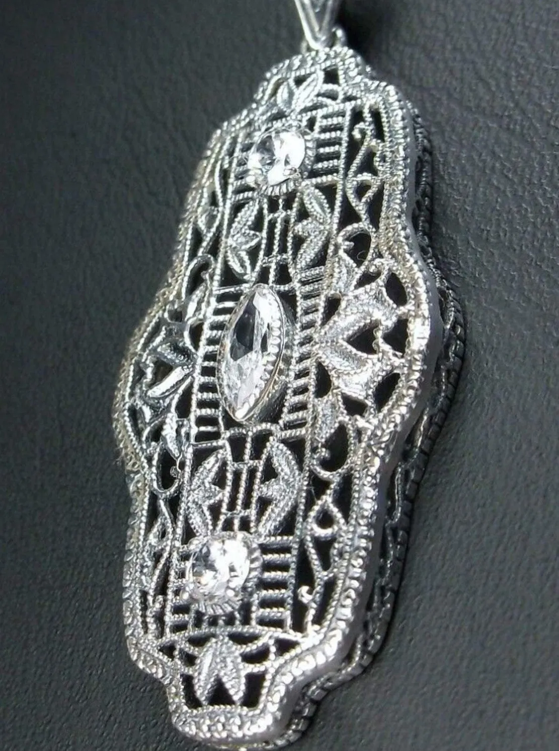 Faux Diamond Pendant, Triple Gem, Art Deco Vintage Reproduction #P61 - Ready to Ship