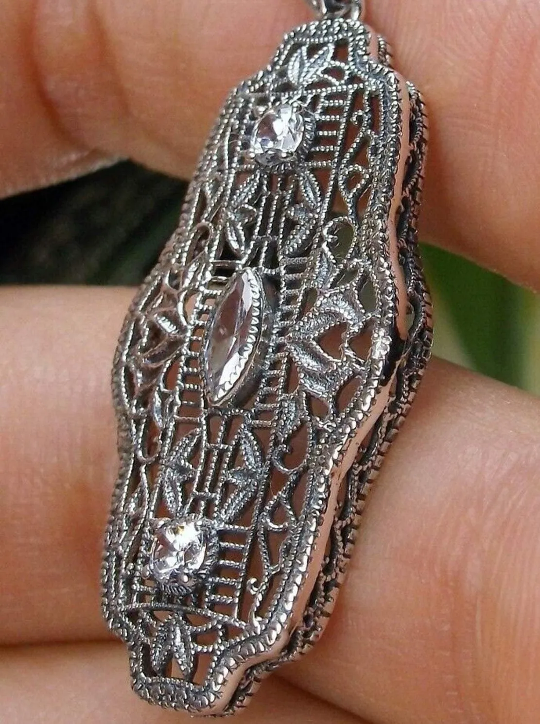 Faux Diamond Pendant, Triple Gem, Art Deco Vintage Reproduction #P61 - Ready to Ship