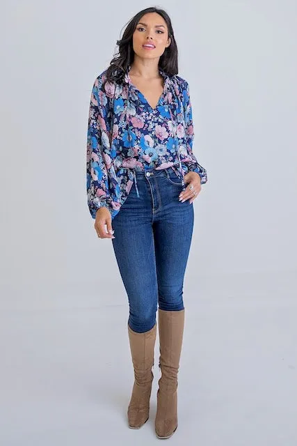 Floral Vintage V Neck Top
