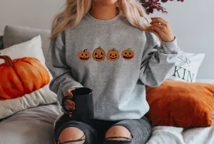 Four Pumpkin Halloween Vintage Sweatshirt