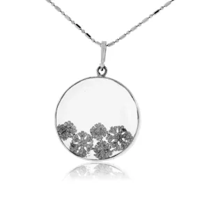 Free Floating Diamond Snowflakes in Glass Shaker Pendant