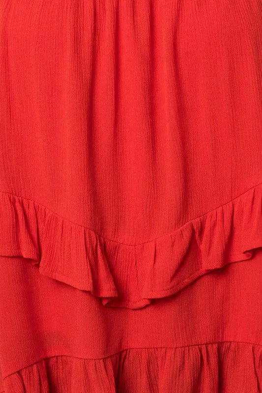 Gilli Sleeveless Asymmetrical Hem Line Tiered Top