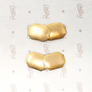 Glossy Gold Filled Art Deco Double-Panel Cufflinks