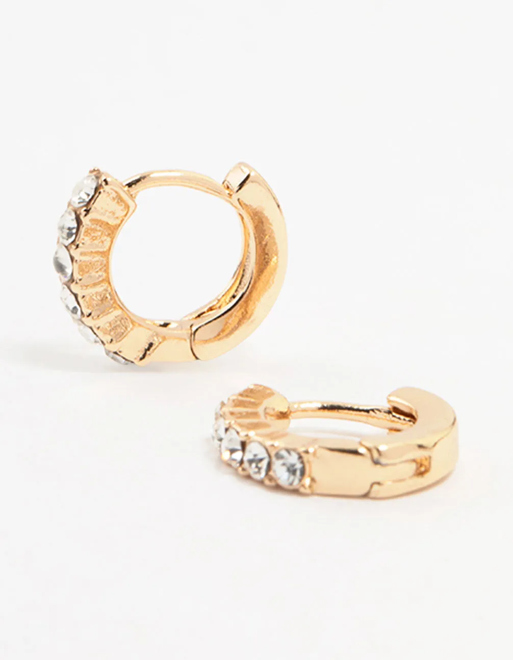 Gold Czech Crystals Huggie Earrings