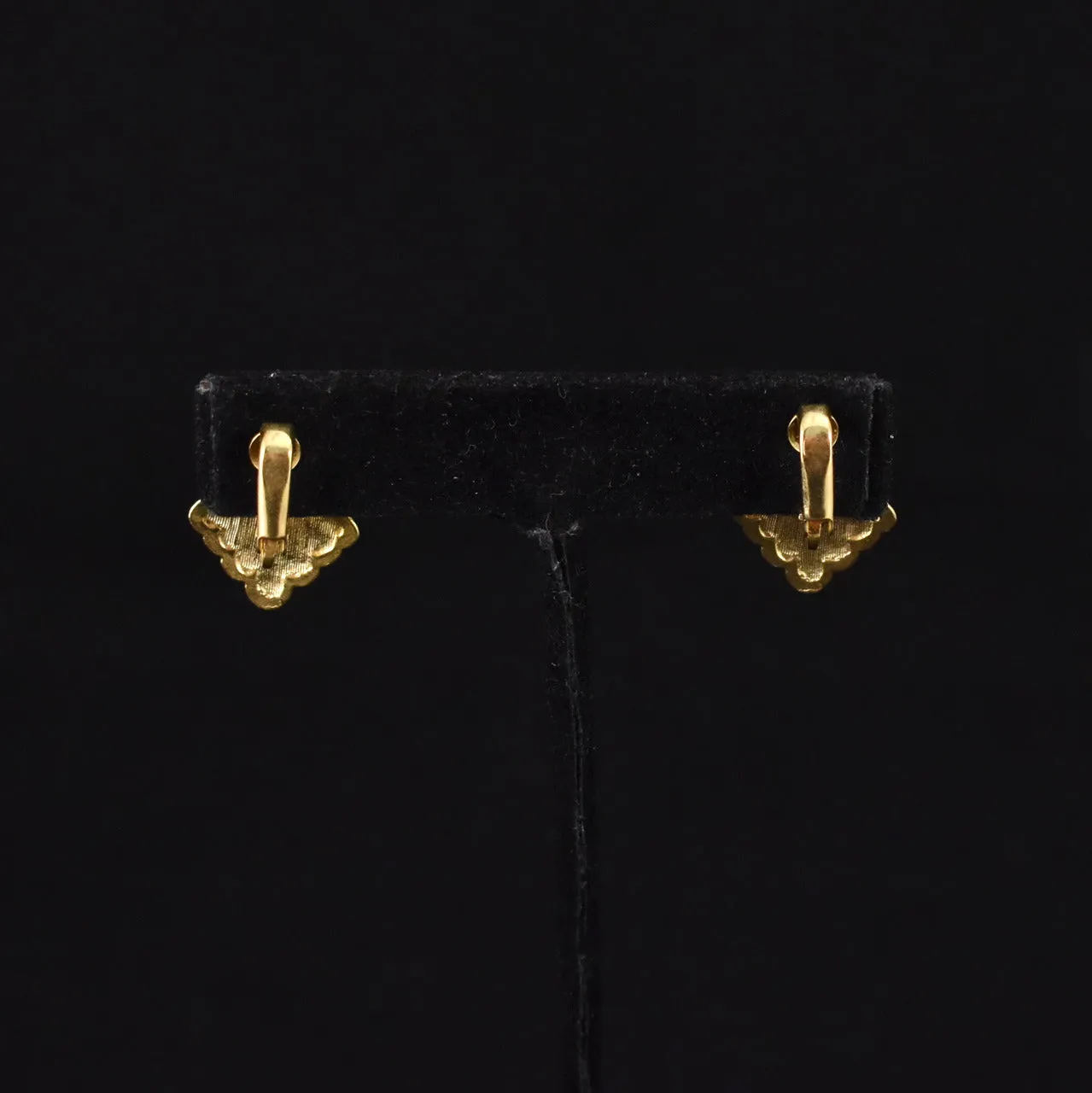 Gold Deco Fan Pearl Earrings