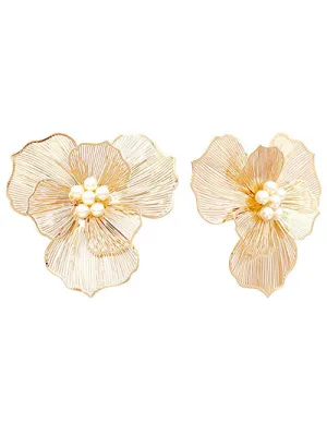 Gold Floral Post Earrings